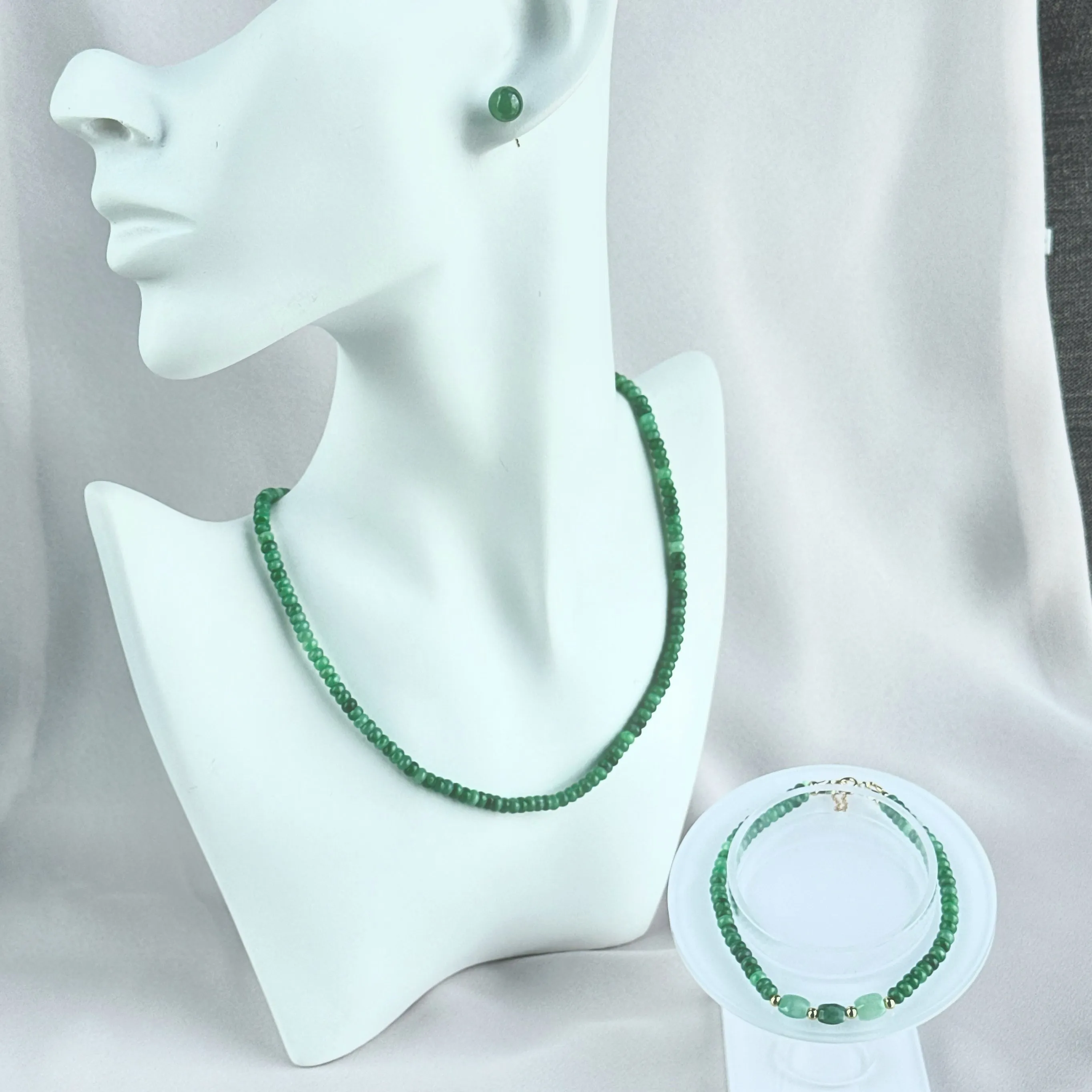 101188 Emerald Serenity Natural Type A Jade Necklace and Bracelet