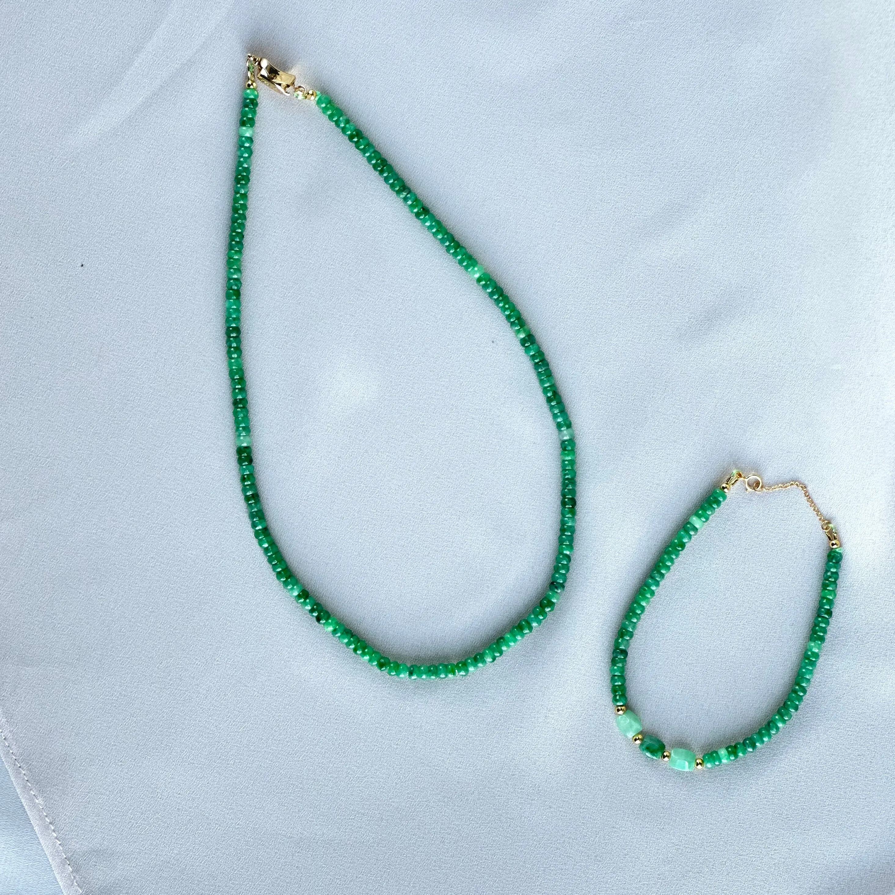 101188 Emerald Serenity Natural Type A Jade Necklace and Bracelet