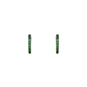 14 Karat Yellow Gold Emerald Huggy earrings
