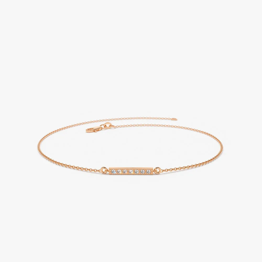 14k Diamond Bar Bracelet