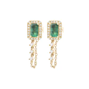 14K GOLD DIAMOND AND EMERALD KINSLEY EARRINGS