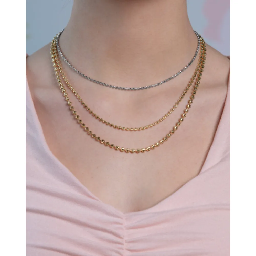 14k Gold Diamond-Cut Beaded Moon Chain