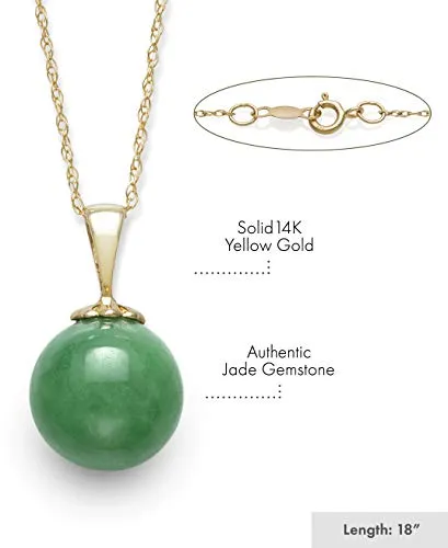 14K Yellow Gold Natural Jade Pendant Necklace and Stud Earring Set