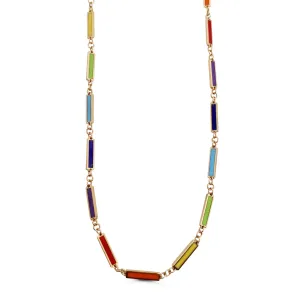 14K Yellow Rainbow Full Bar 20 inch Necklace