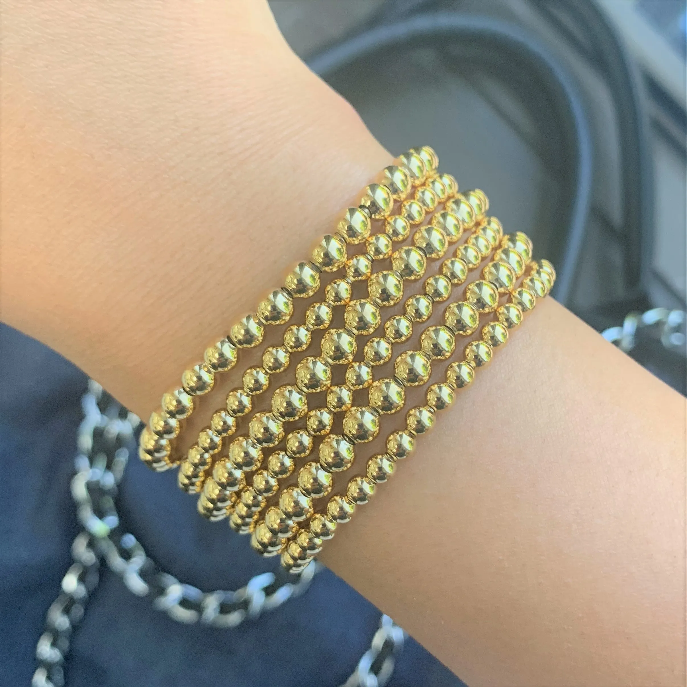 18k Gold Beaded Stretch Bracelet