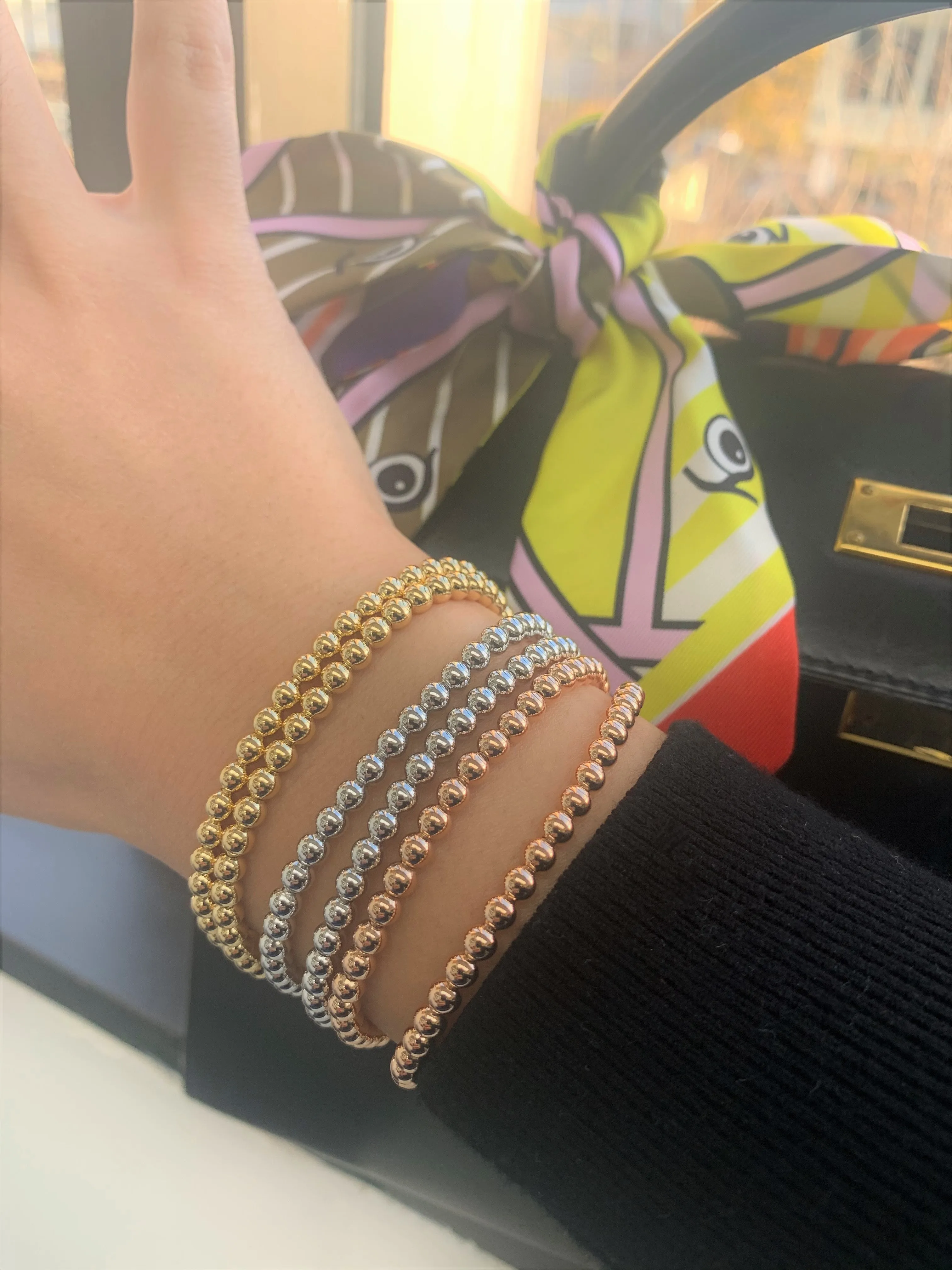 18k Gold Beaded Stretch Bracelet