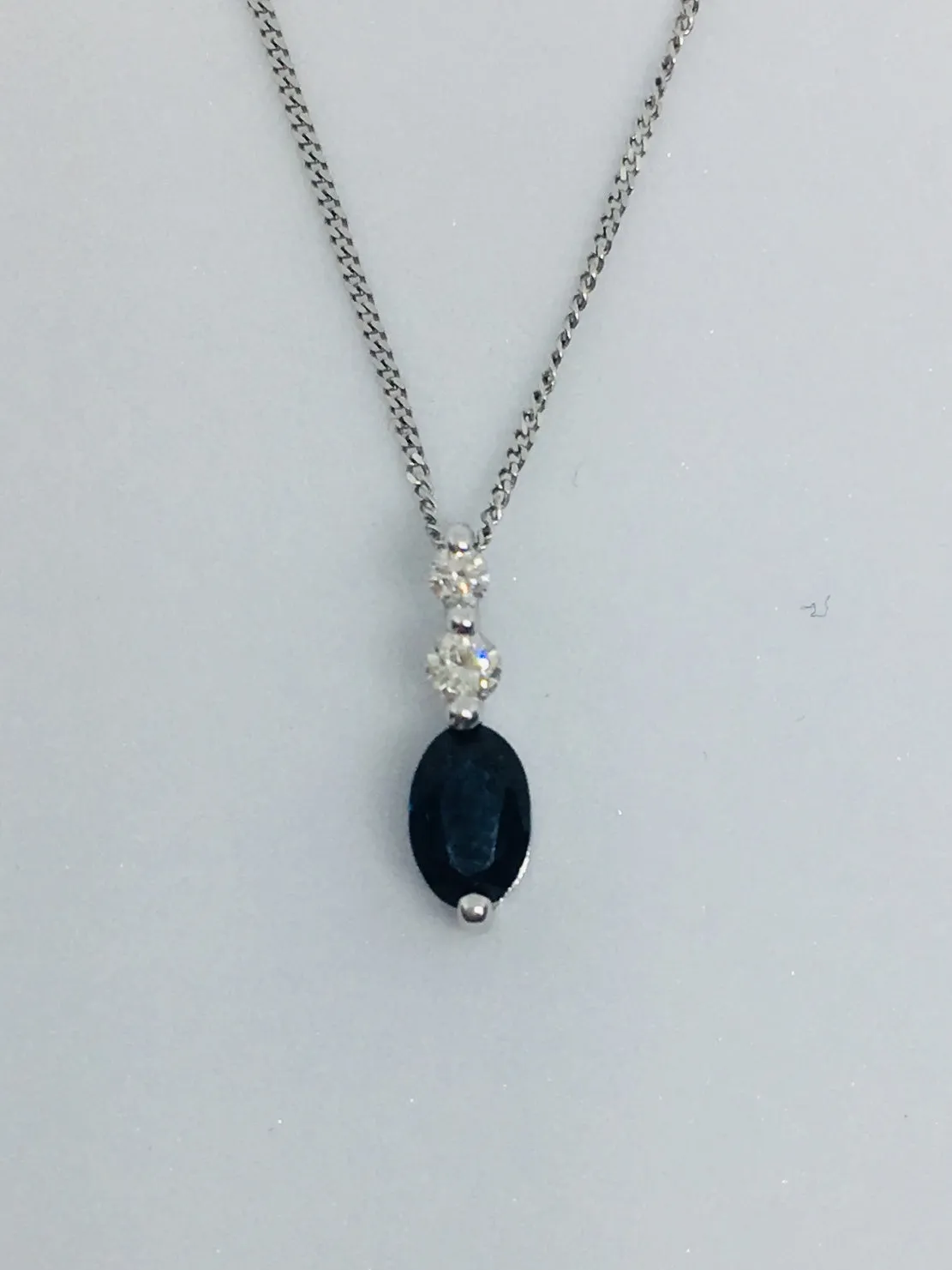 9ct White Gold Sapphire & Diamond Necklace GN058