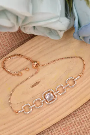 Adjustable Rose Gold CZ Bracelet: Versatile Sparkle