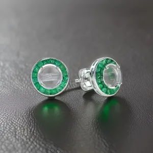 Art Deco Reproduction Aristocrat 1.03 cttw Emerald Semi Mount Earrings 11595