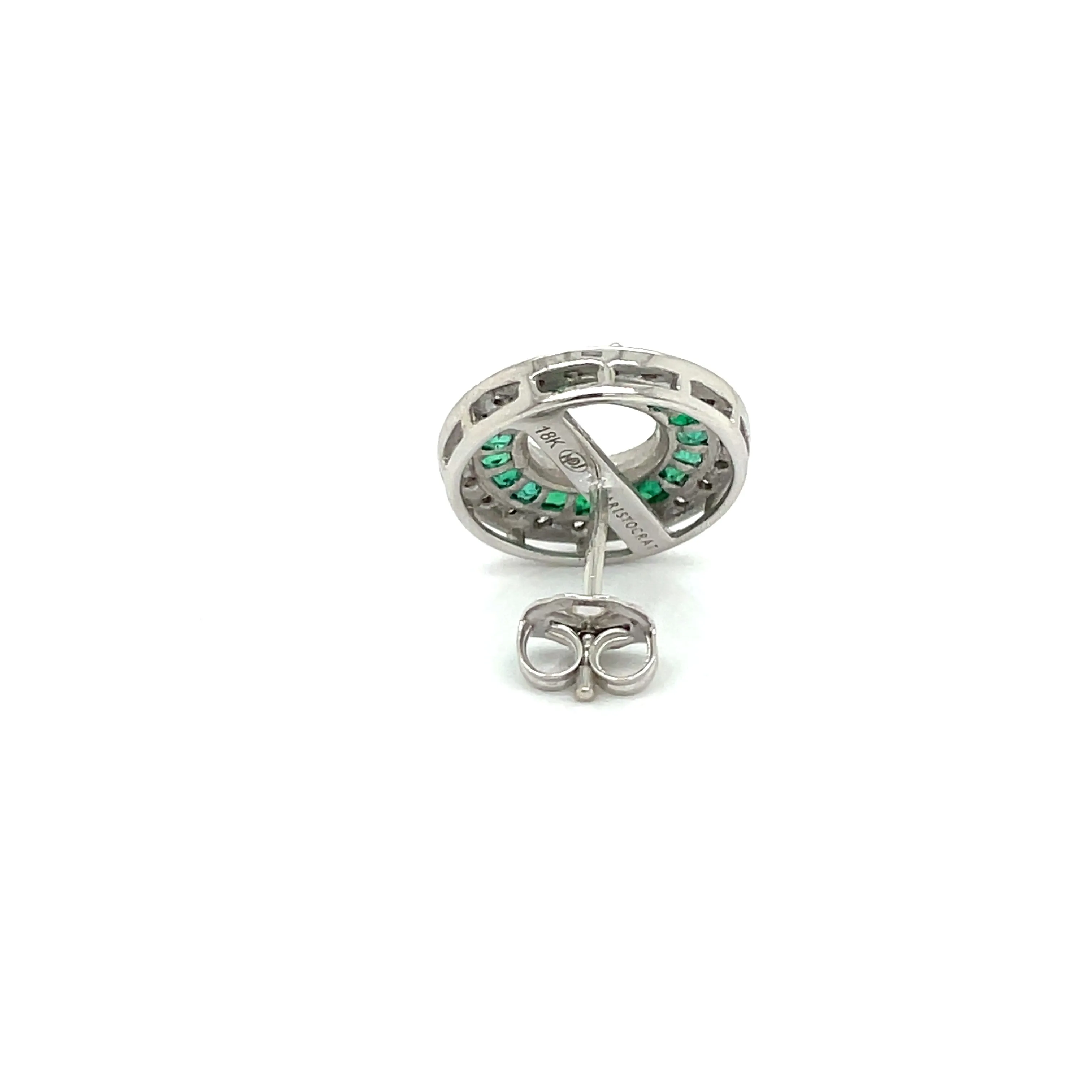 Art Deco Reproduction Aristocrat 1.20 cttw Emerald and Diamond Semi Mount Earrings 11610