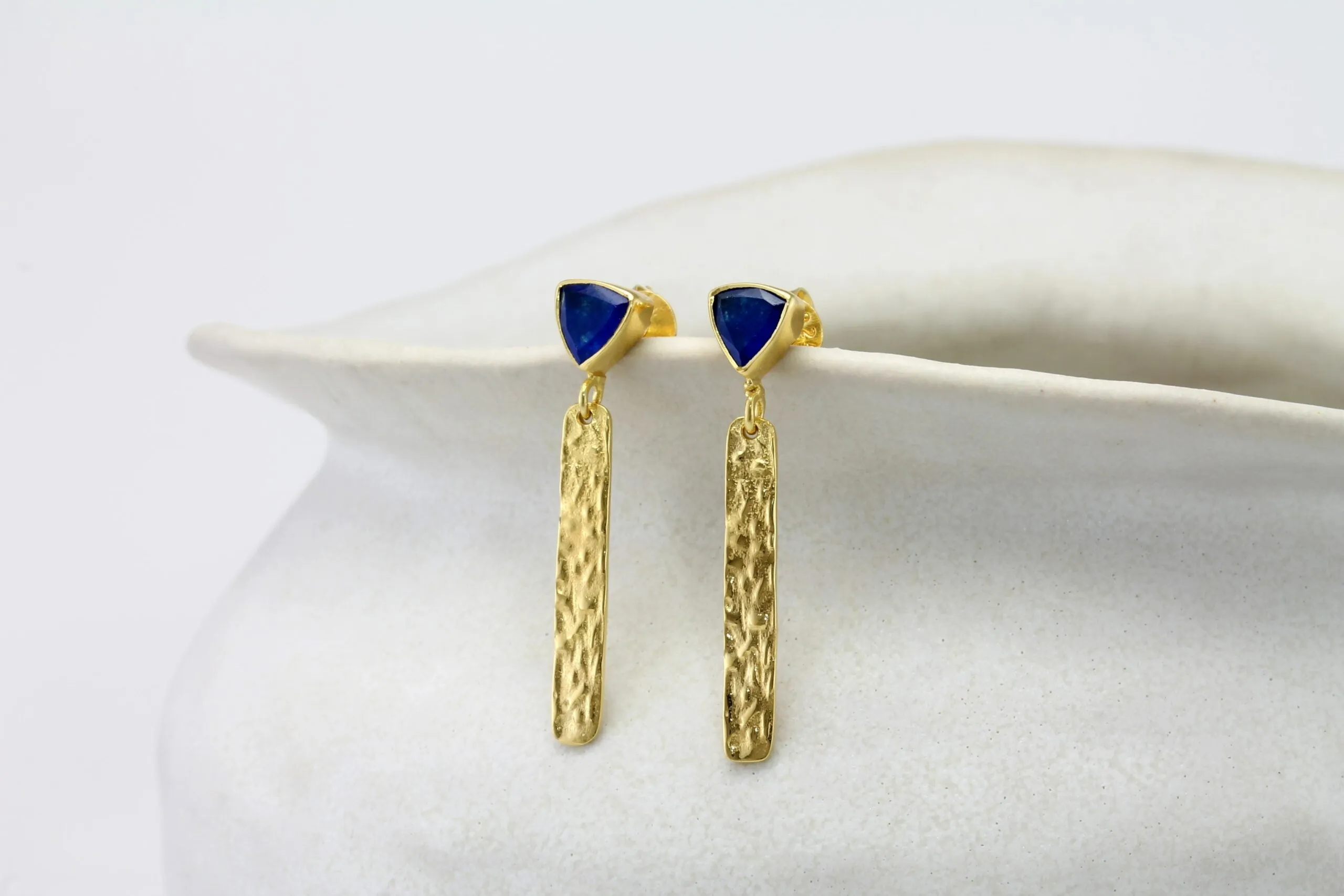 Banyan Cleopatra Sapphire Jade Gold Dangle Earrings
