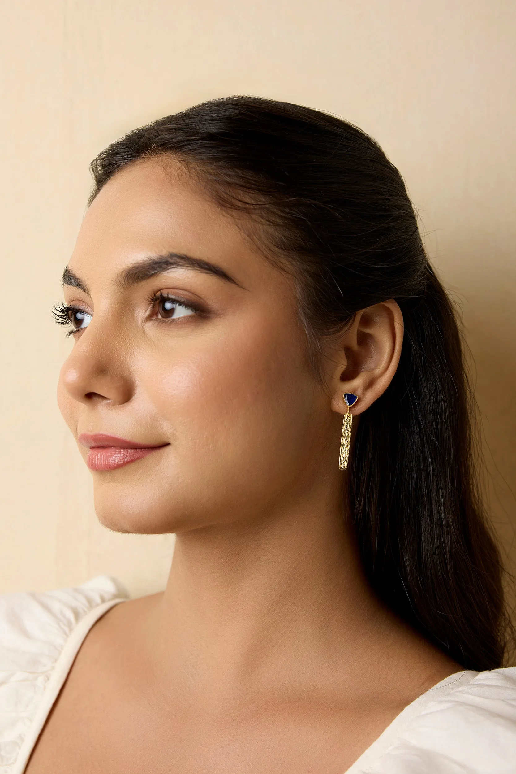 Banyan Cleopatra Sapphire Jade Gold Dangle Earrings