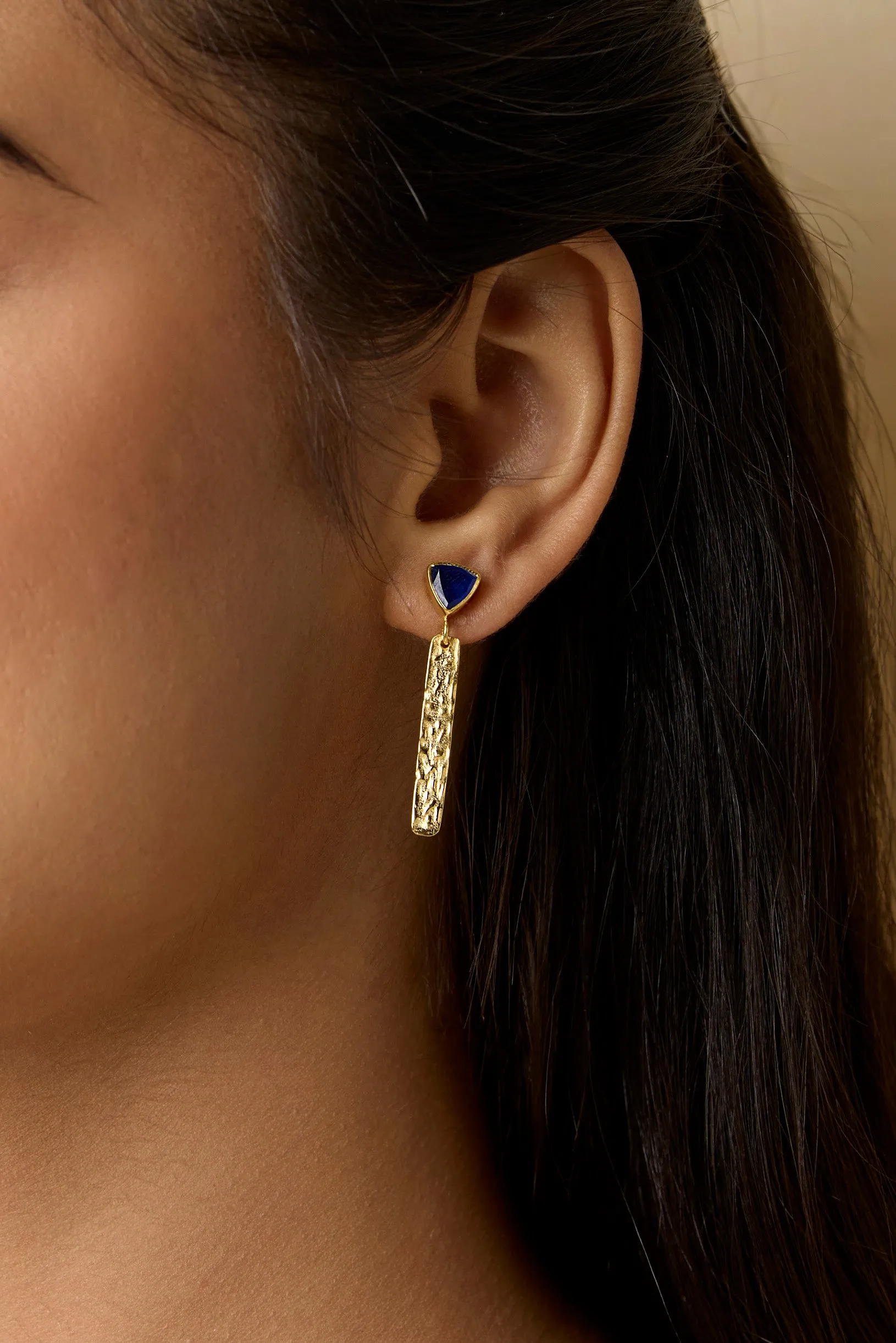 Banyan Cleopatra Sapphire Jade Gold Dangle Earrings