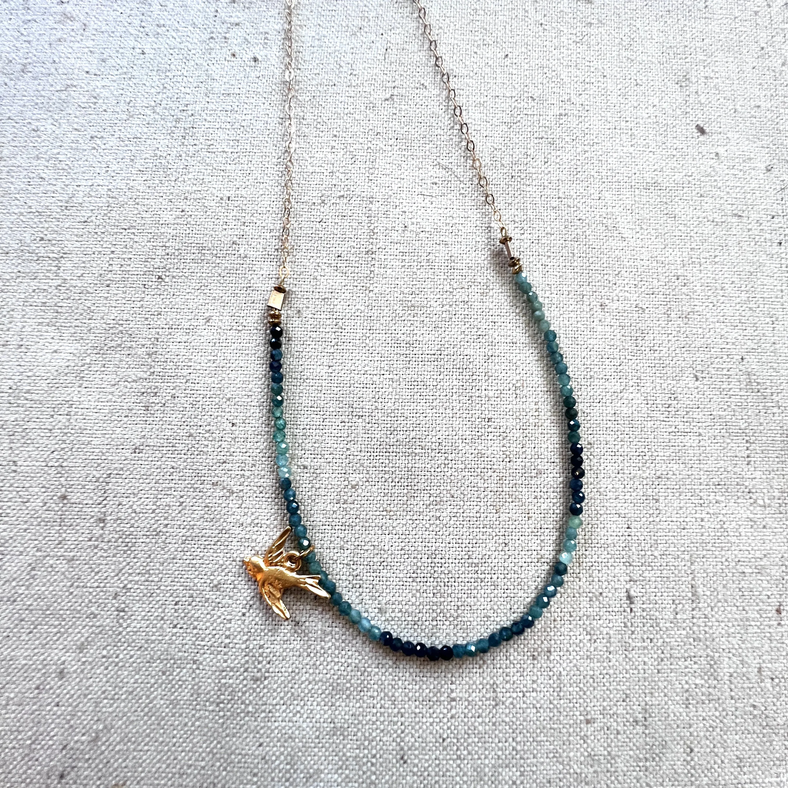 Bird on Sapphire Necklace