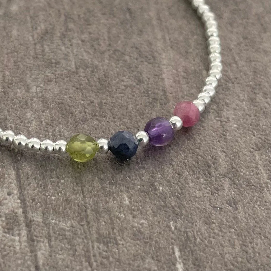 Birthstone Bracelet, Dainty Mum Bracelet Family Birthstones