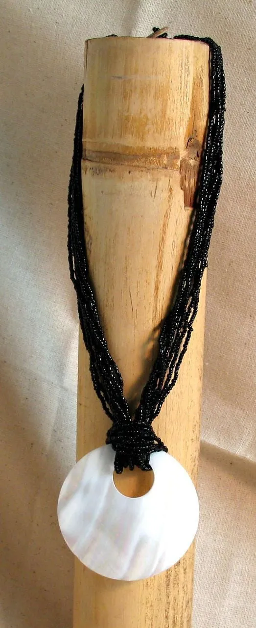 Black Beaded Shell Necklace - Natural Artist