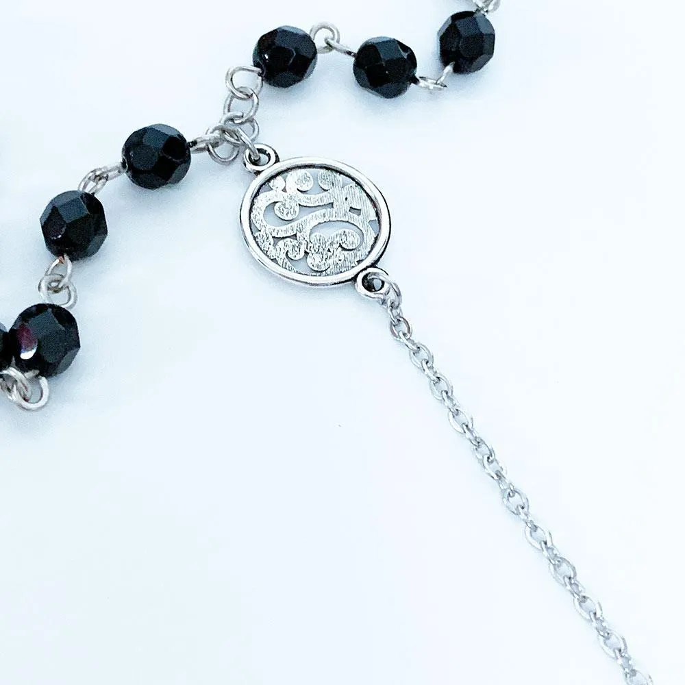 Black Beaded Star of David Y Necklace