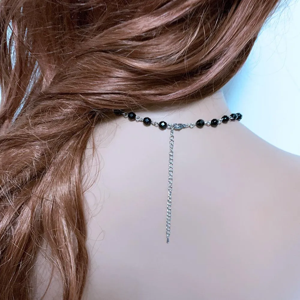 Black Beaded Star of David Y Necklace