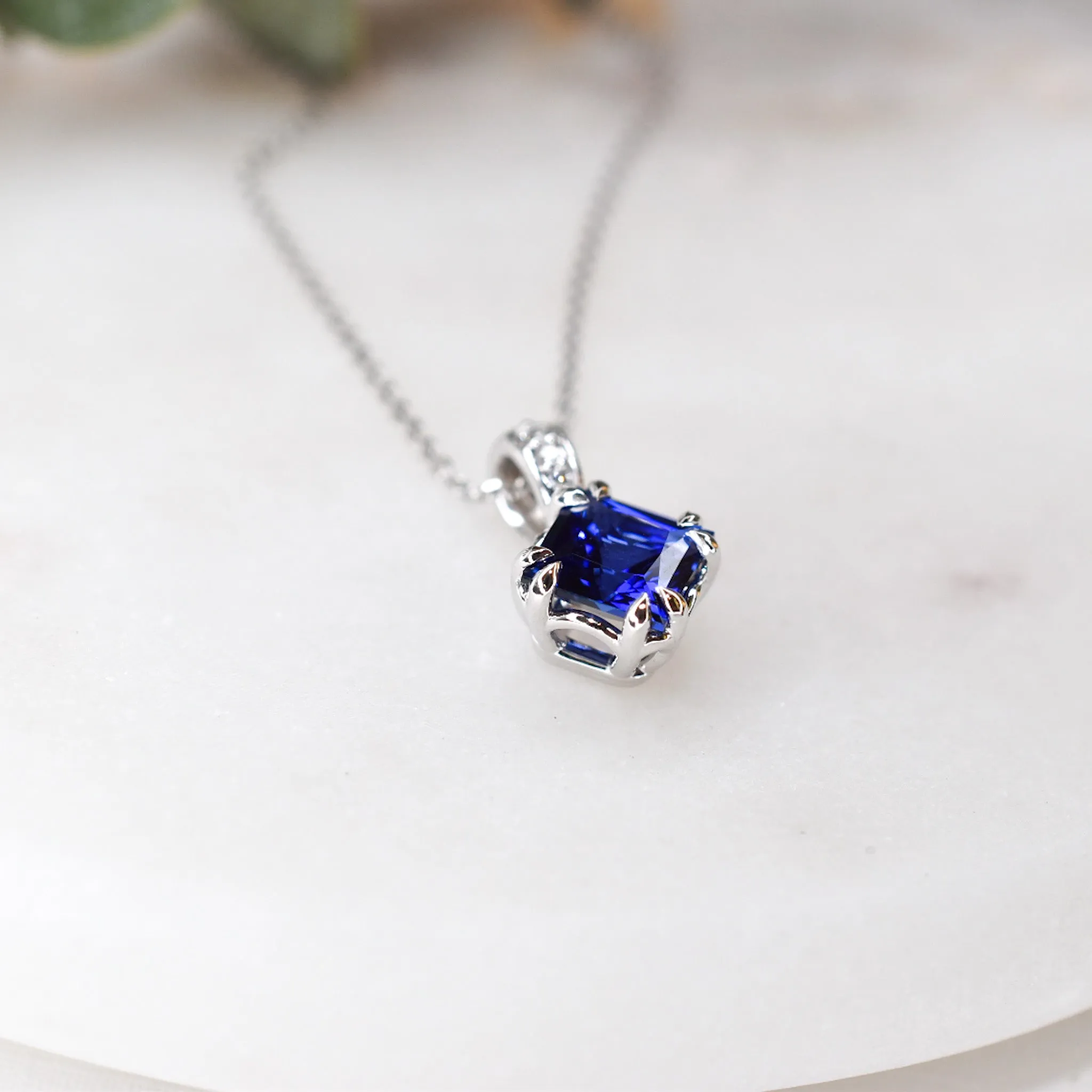 Blue Sapphire & Diamond Necklace