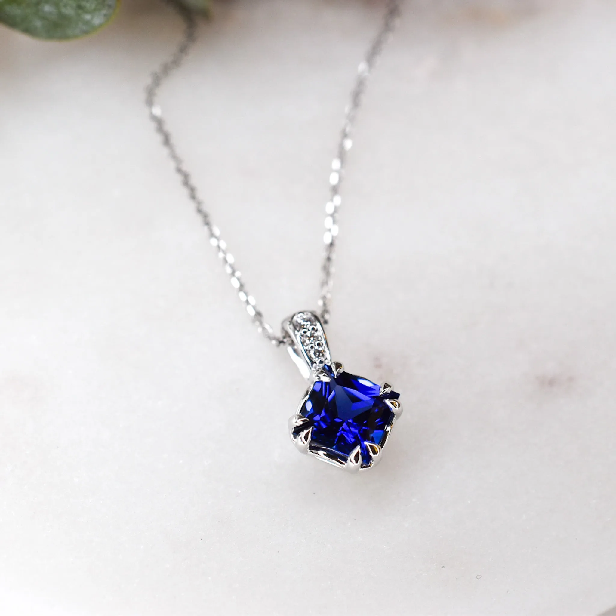 Blue Sapphire & Diamond Necklace