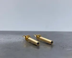 Bolt Studs - Yellow Gold and Black Diamonds