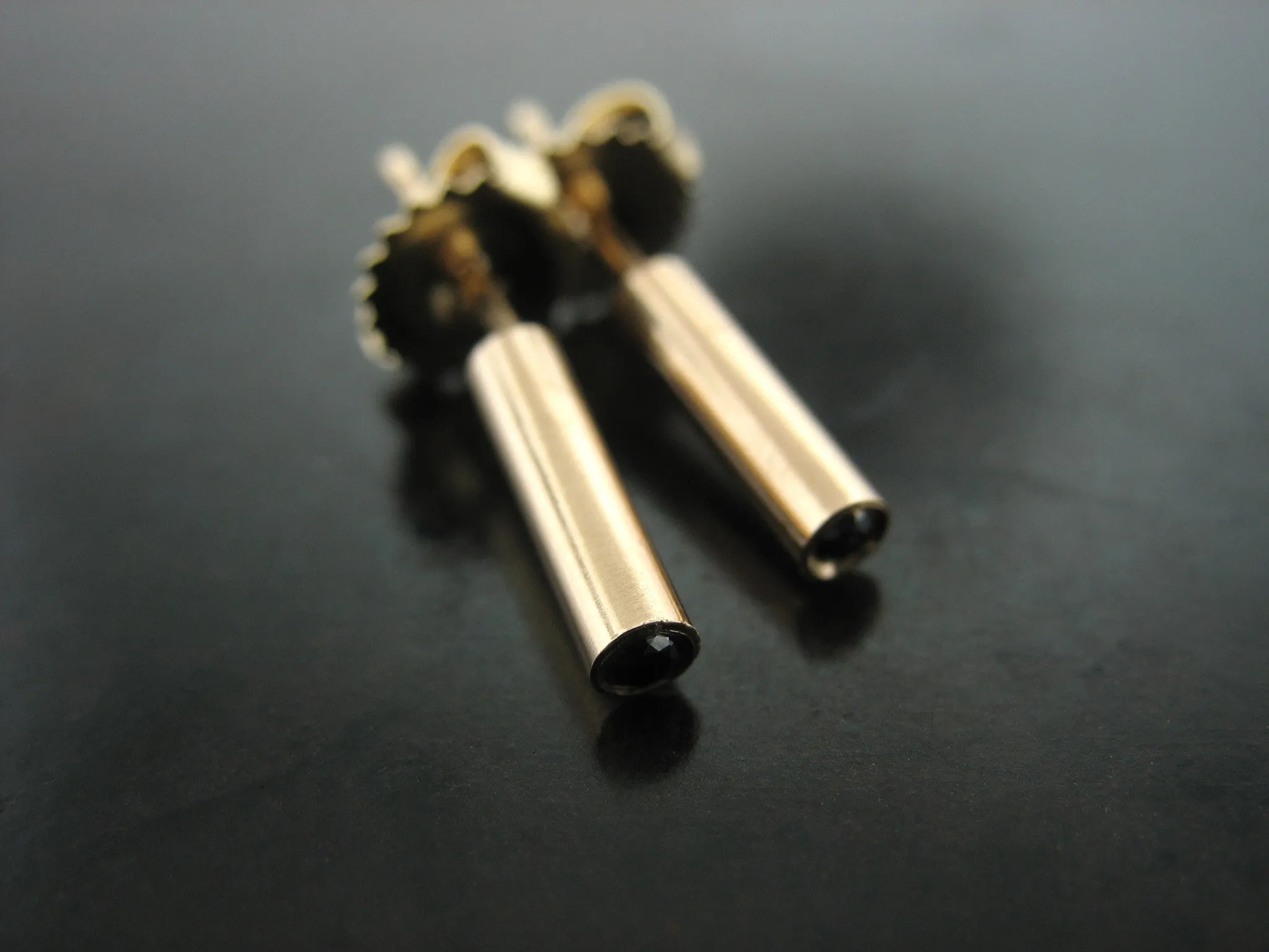 Bolt Studs - Yellow Gold and Black Diamonds