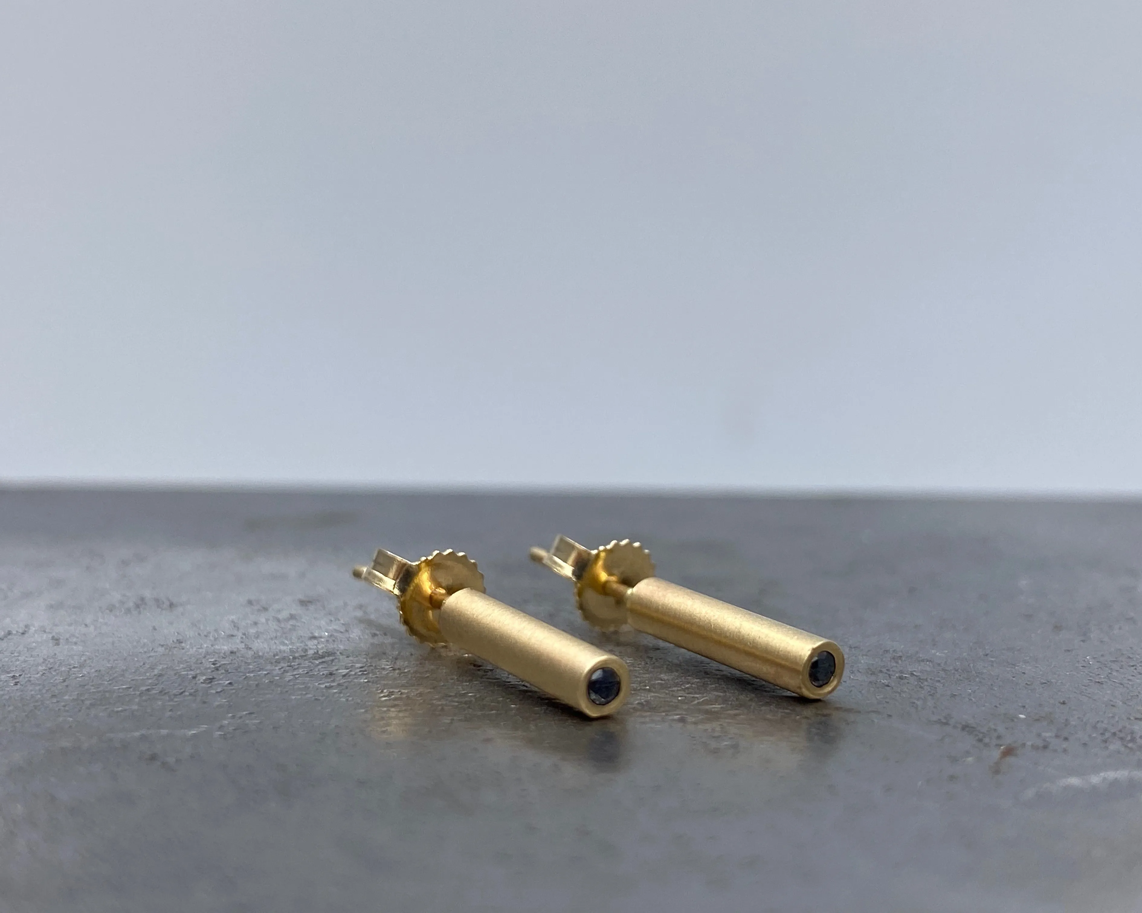 Bolt Studs - Yellow Gold and Black Diamonds