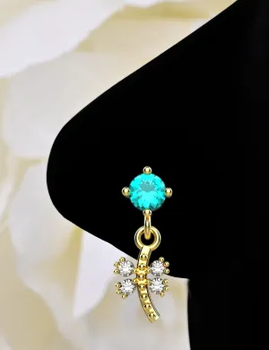 Butterfly Dangle Nose Ring – Gold Nose Piercing with Charm