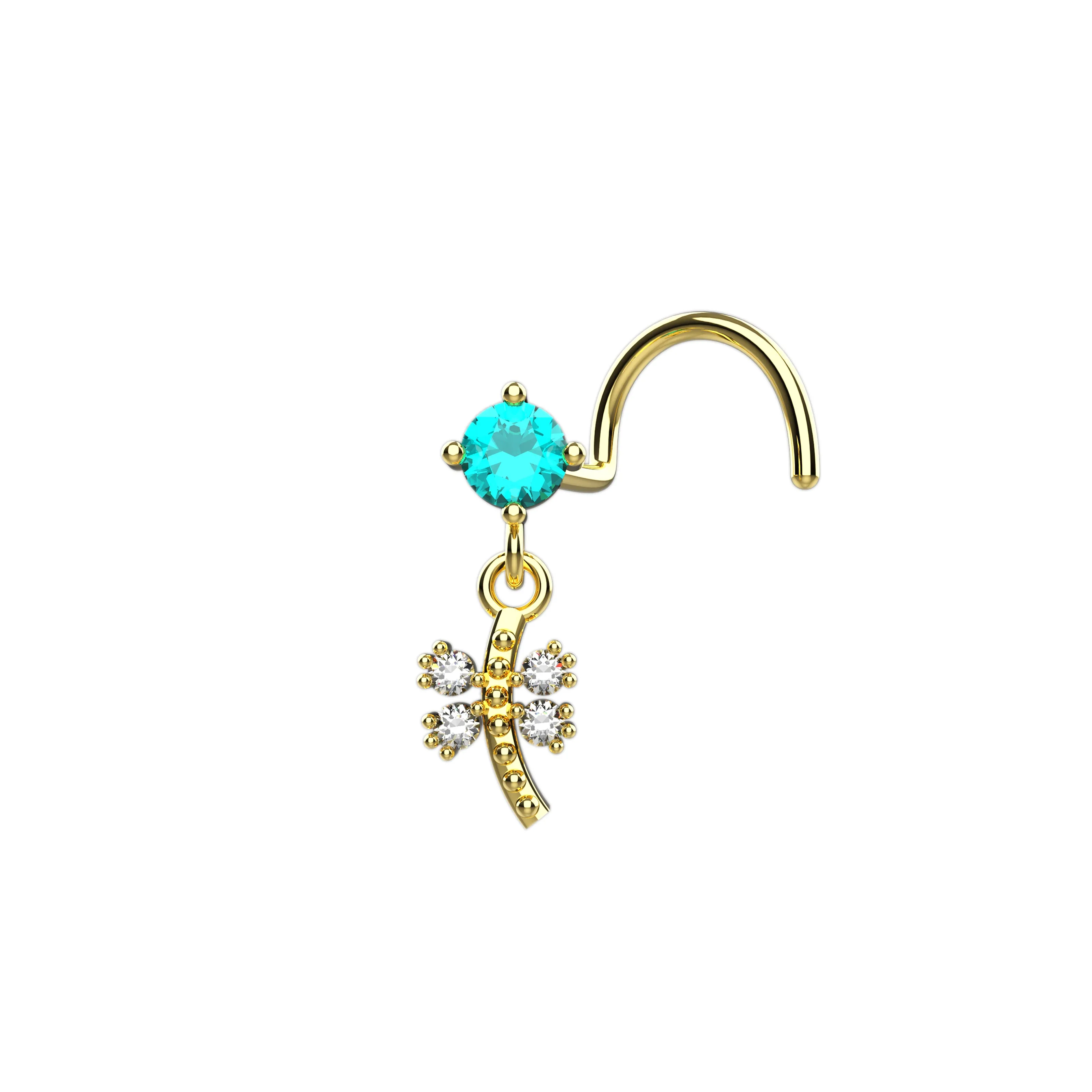 Butterfly Dangle Nose Ring – Gold Nose Piercing with Charm