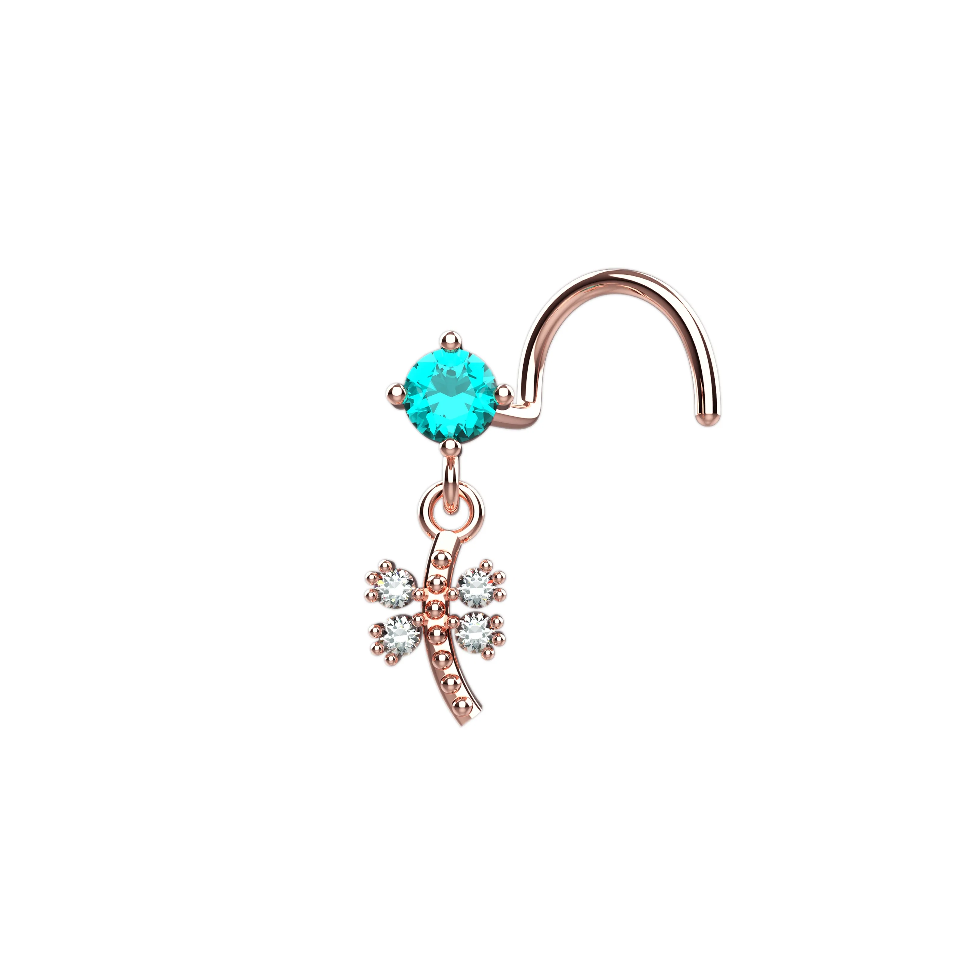 Butterfly Dangle Nose Ring – Gold Nose Piercing with Charm