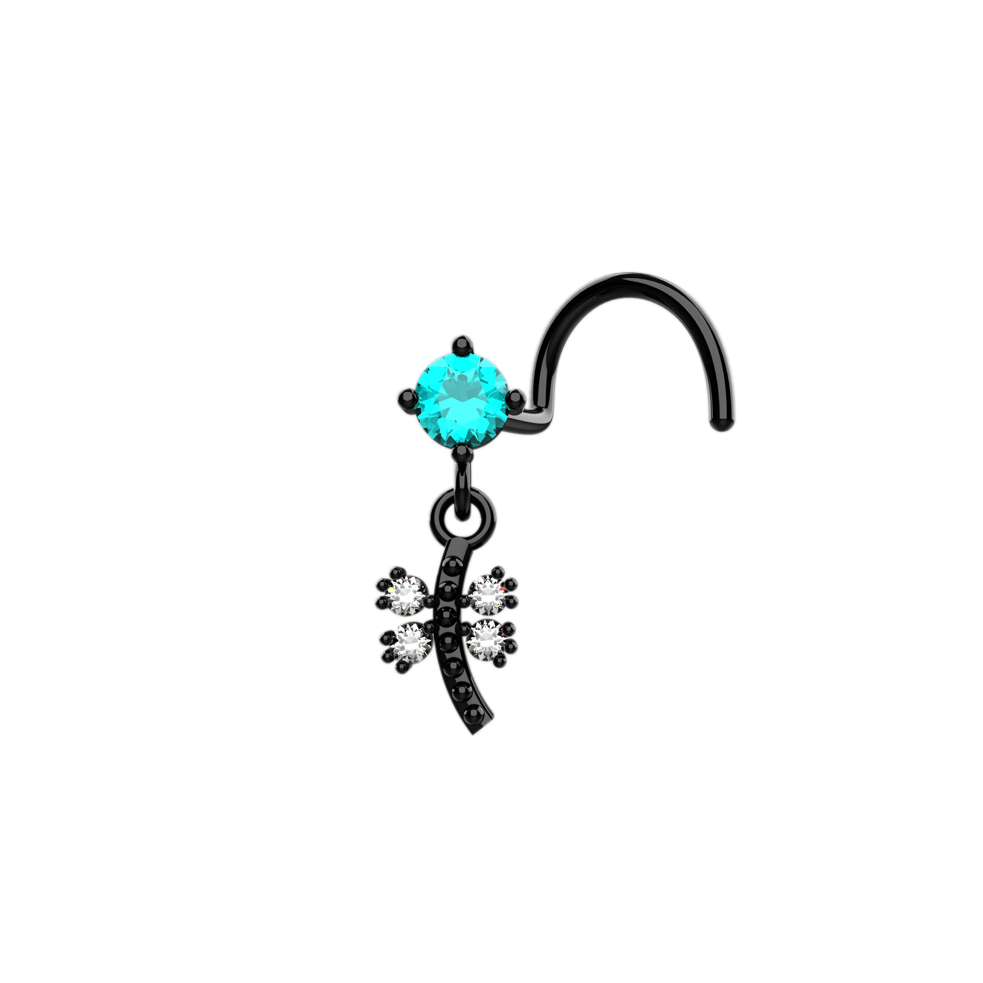 Butterfly Dangle Nose Ring – Gold Nose Piercing with Charm