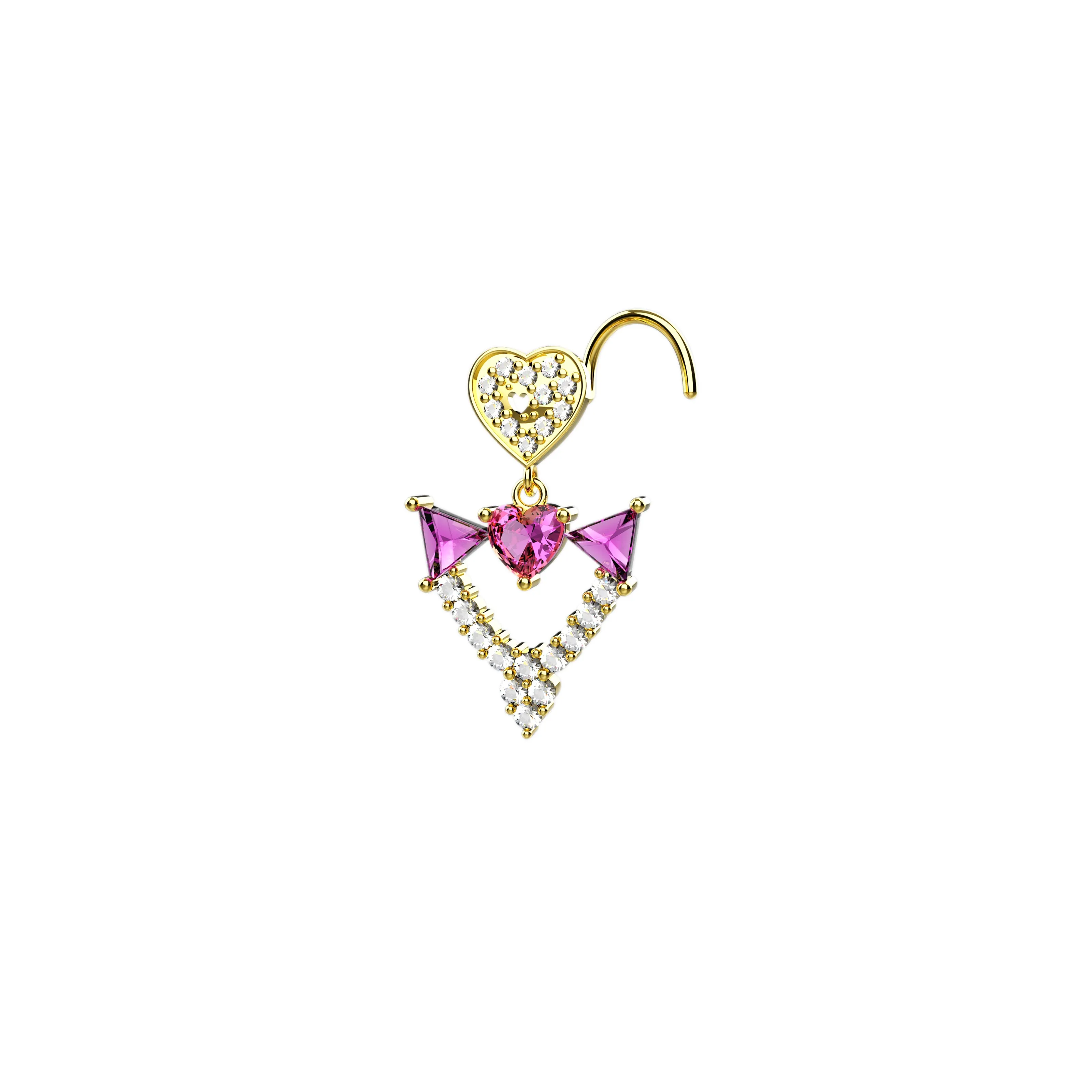 Crown Dangle Gold Nose Ring | Royal Nose Piercing Jewelry