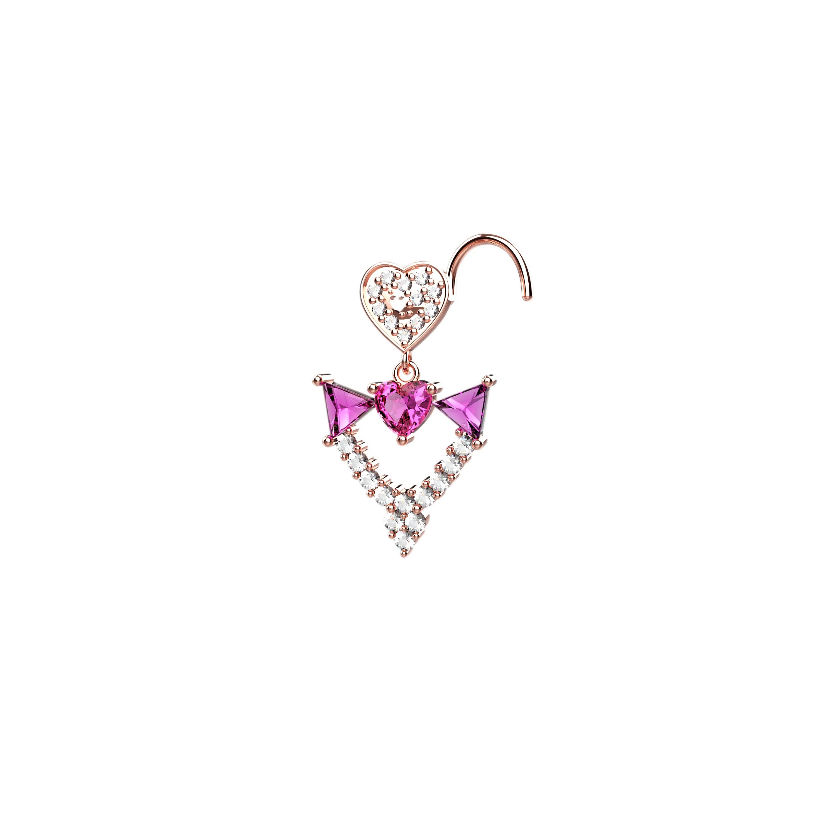 Crown Dangle Gold Nose Ring | Royal Nose Piercing Jewelry