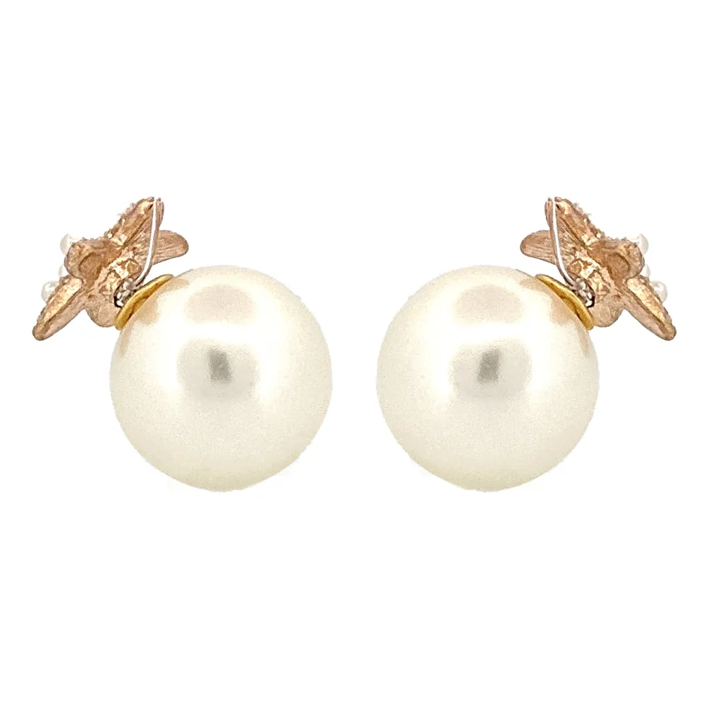 Cute Starfish Pearl Double Sided Design Fashion Stud Earrings