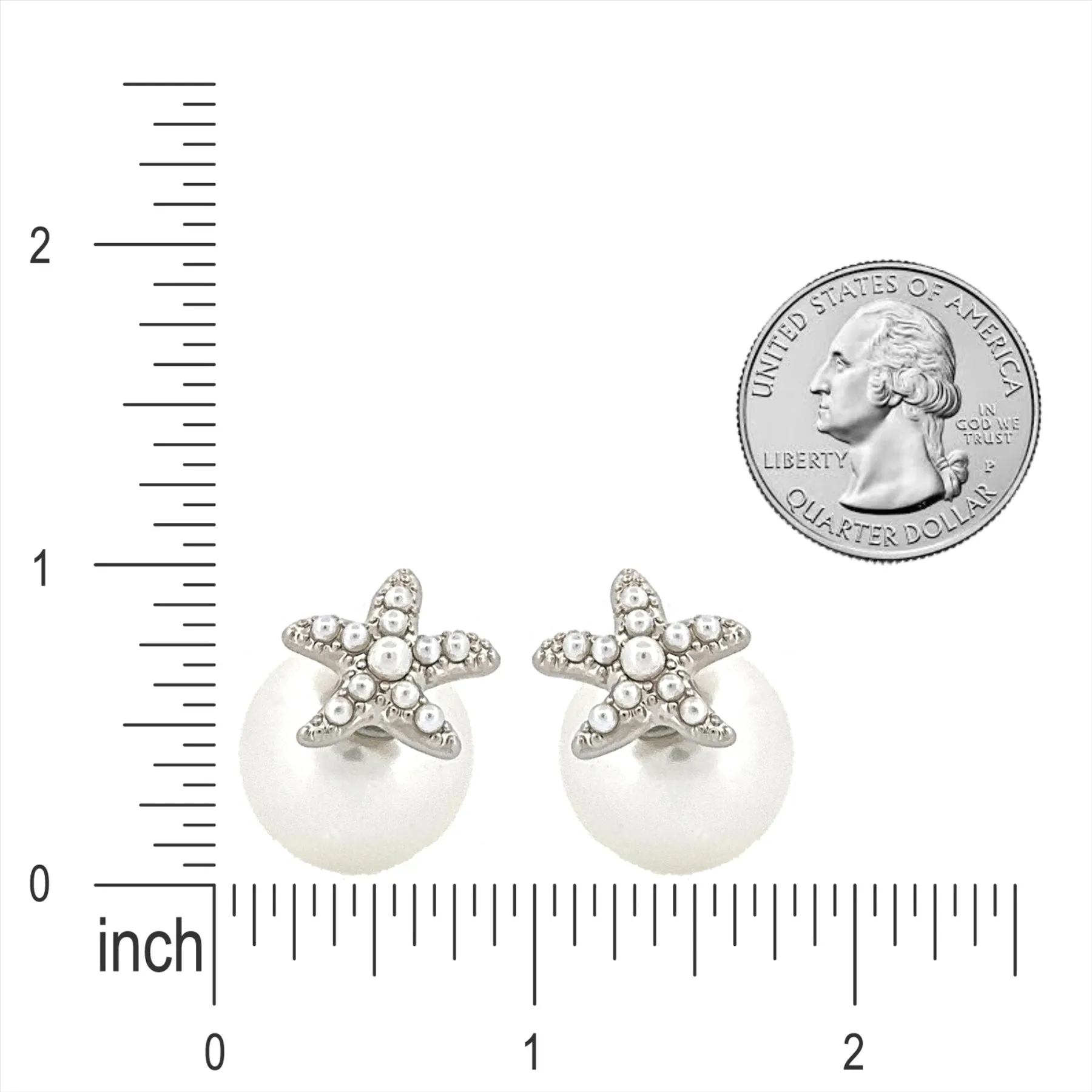 Cute Starfish Pearl Double Sided Design Fashion Stud Earrings