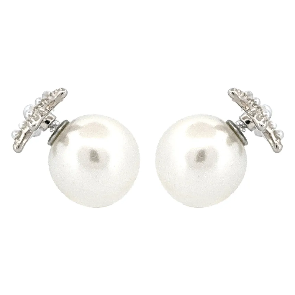 Cute Starfish Pearl Double Sided Design Fashion Stud Earrings