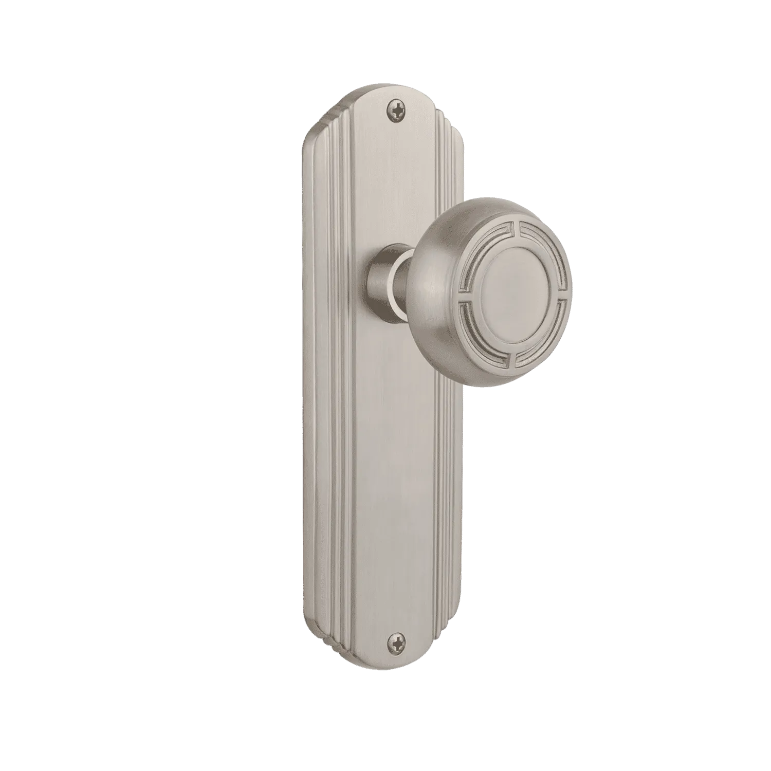 Deco Long Plate with Mission Knob in Satin Nickel
