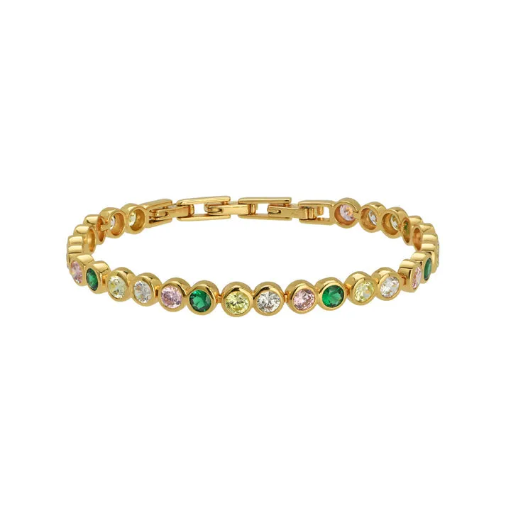 Dotty Flamingo Tennis Bracelet - Gold - AS22TRB09