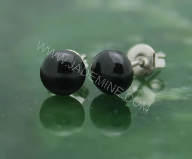 Earrings, Black Jade 0577