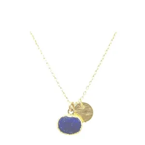 Electroform Oval Gemstone Charm Necklace: Lapis (NGCH7408LP)