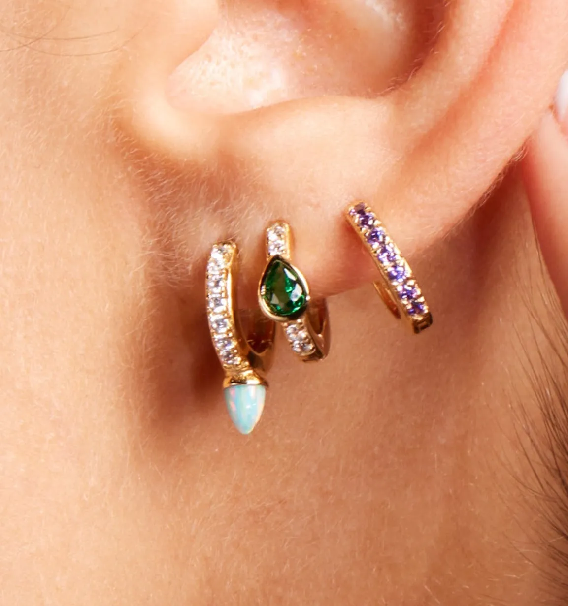 Emerald Teardrop Hoop Earrings