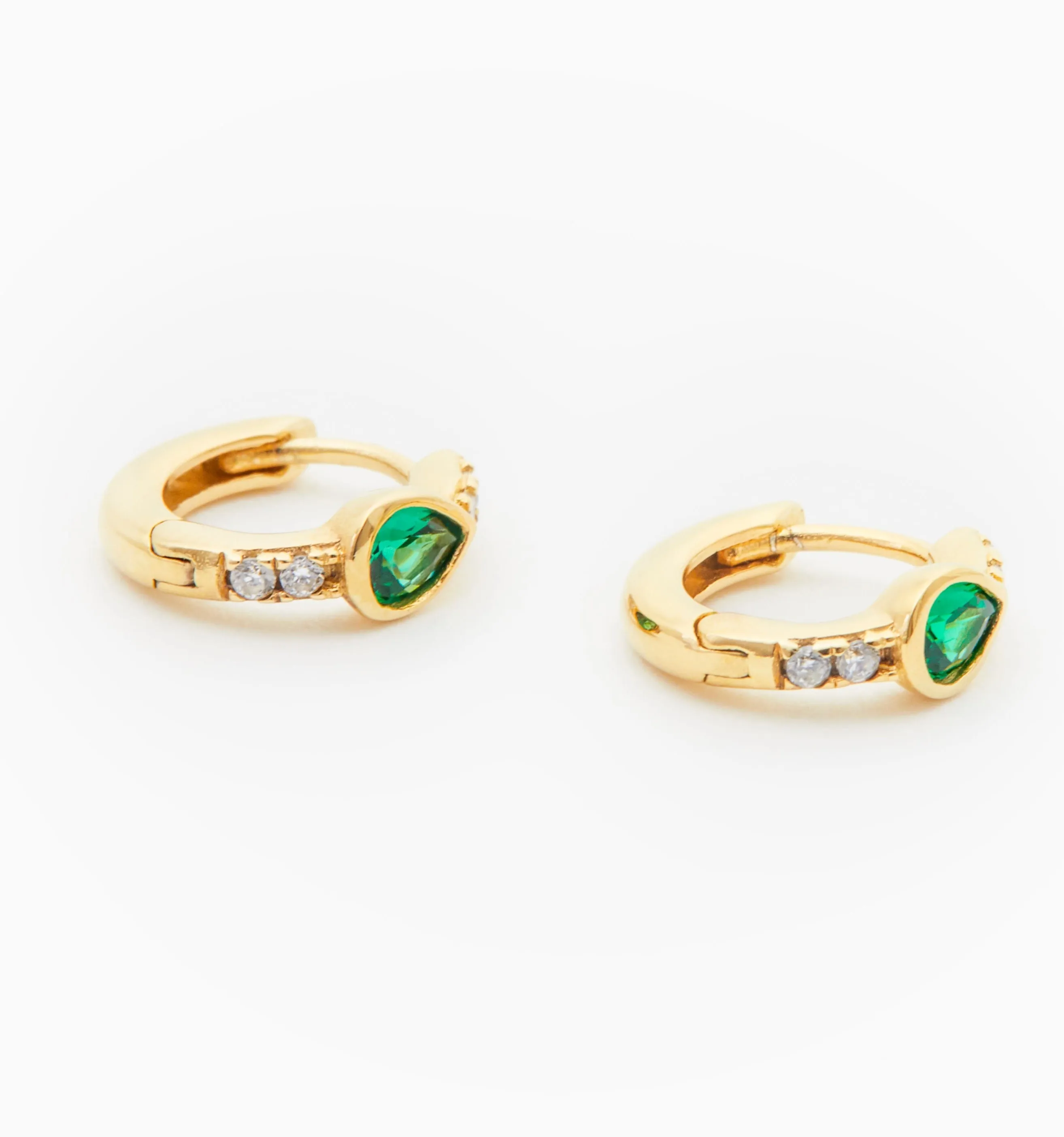 Emerald Teardrop Hoop Earrings