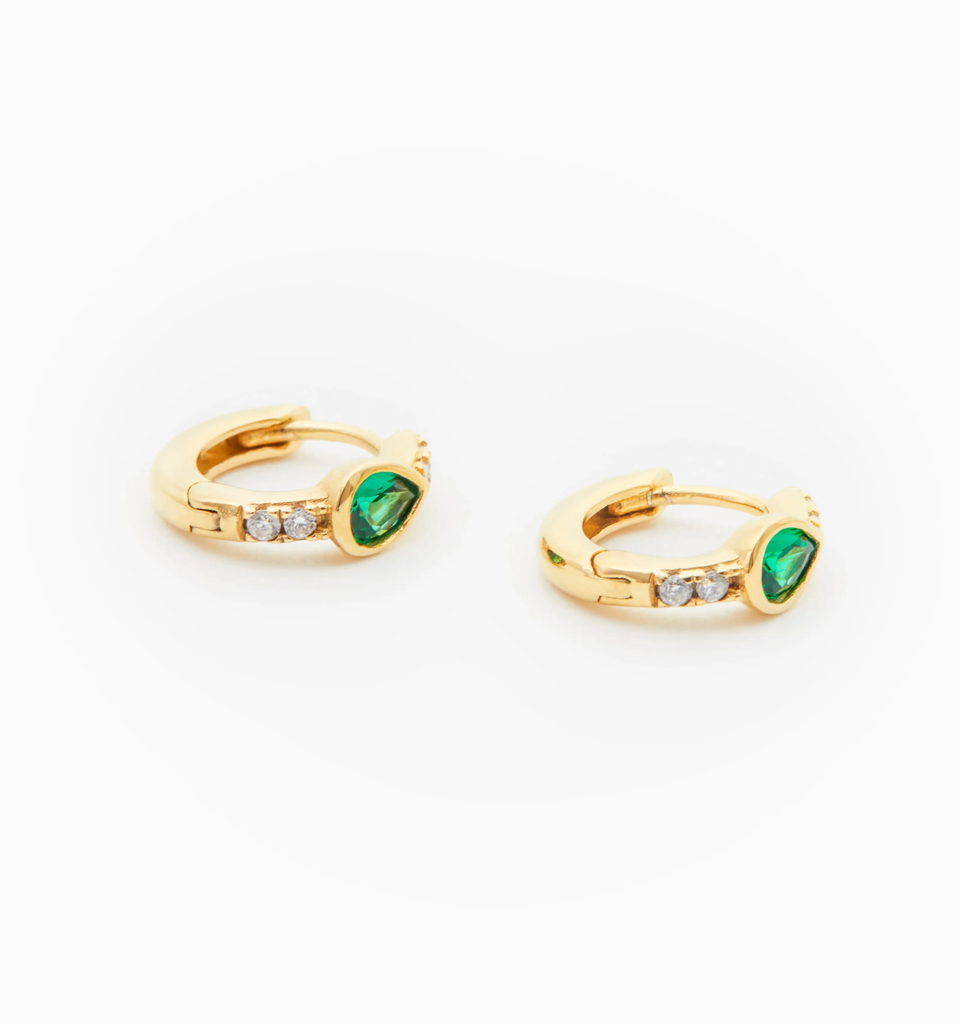 Emerald Teardrop Hoop Earrings