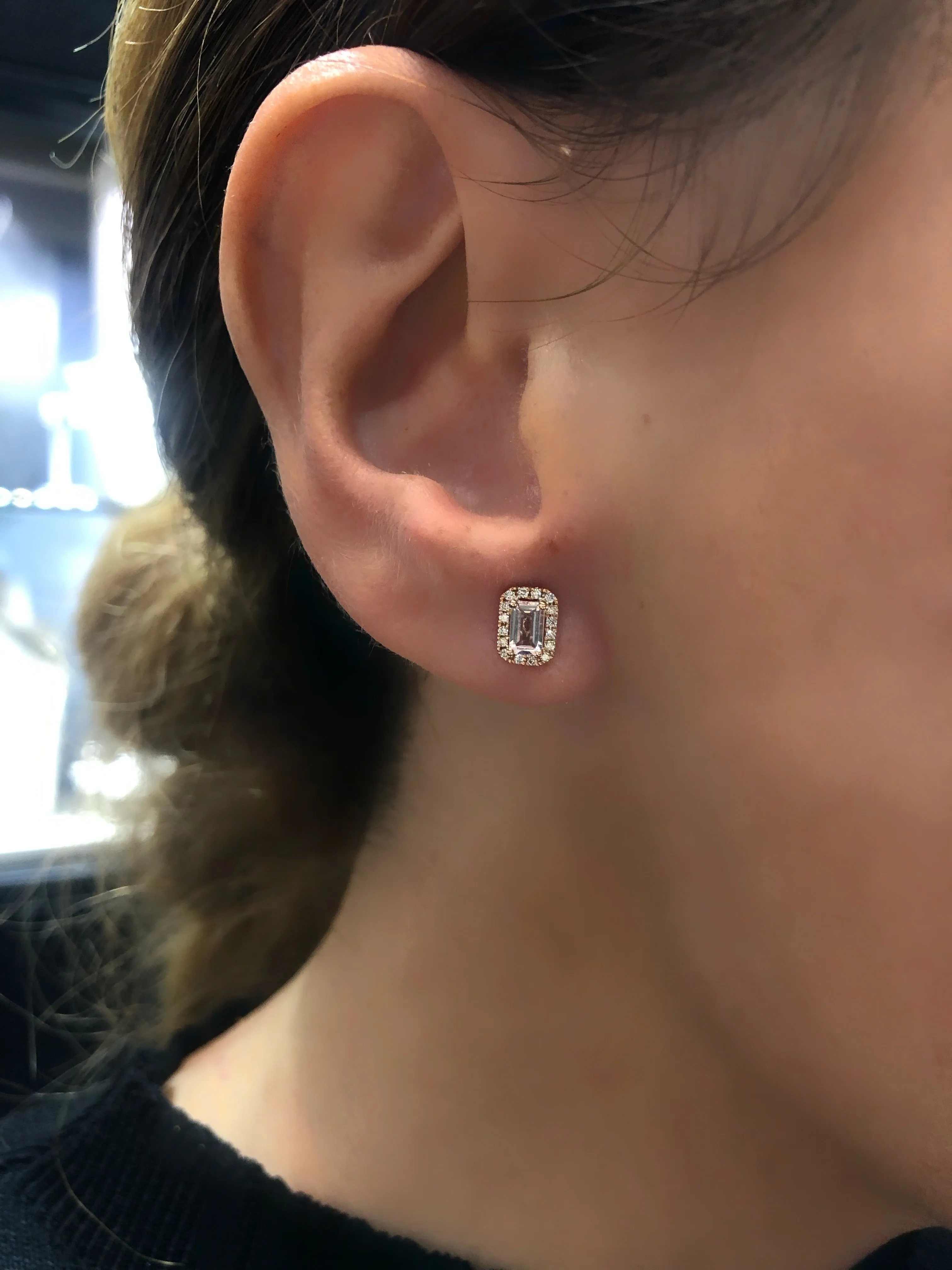 Emeraldcut Morganite earrings