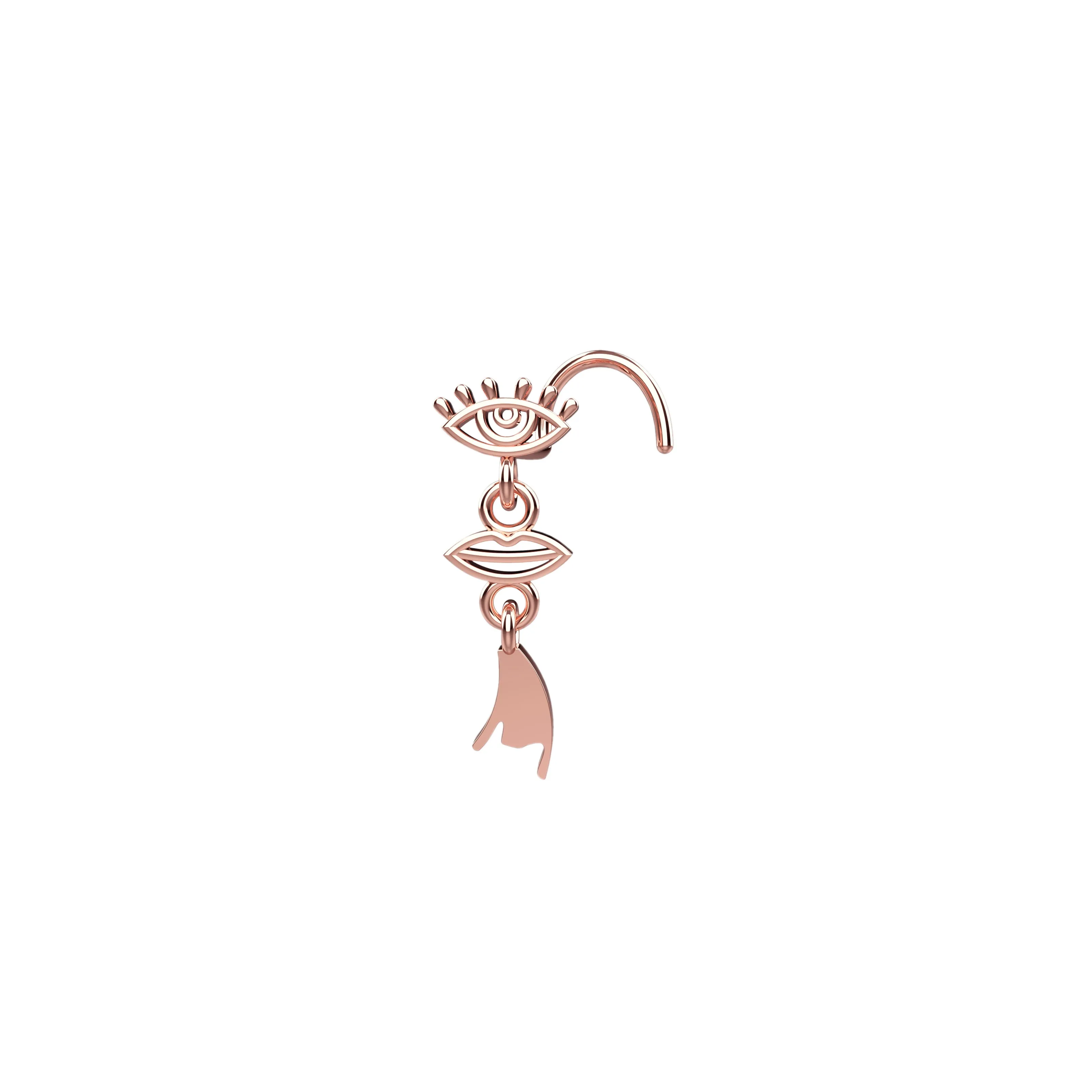 Evil Eye Dangle Nose Ring Stud – Gold Piercing Jewelry for Women