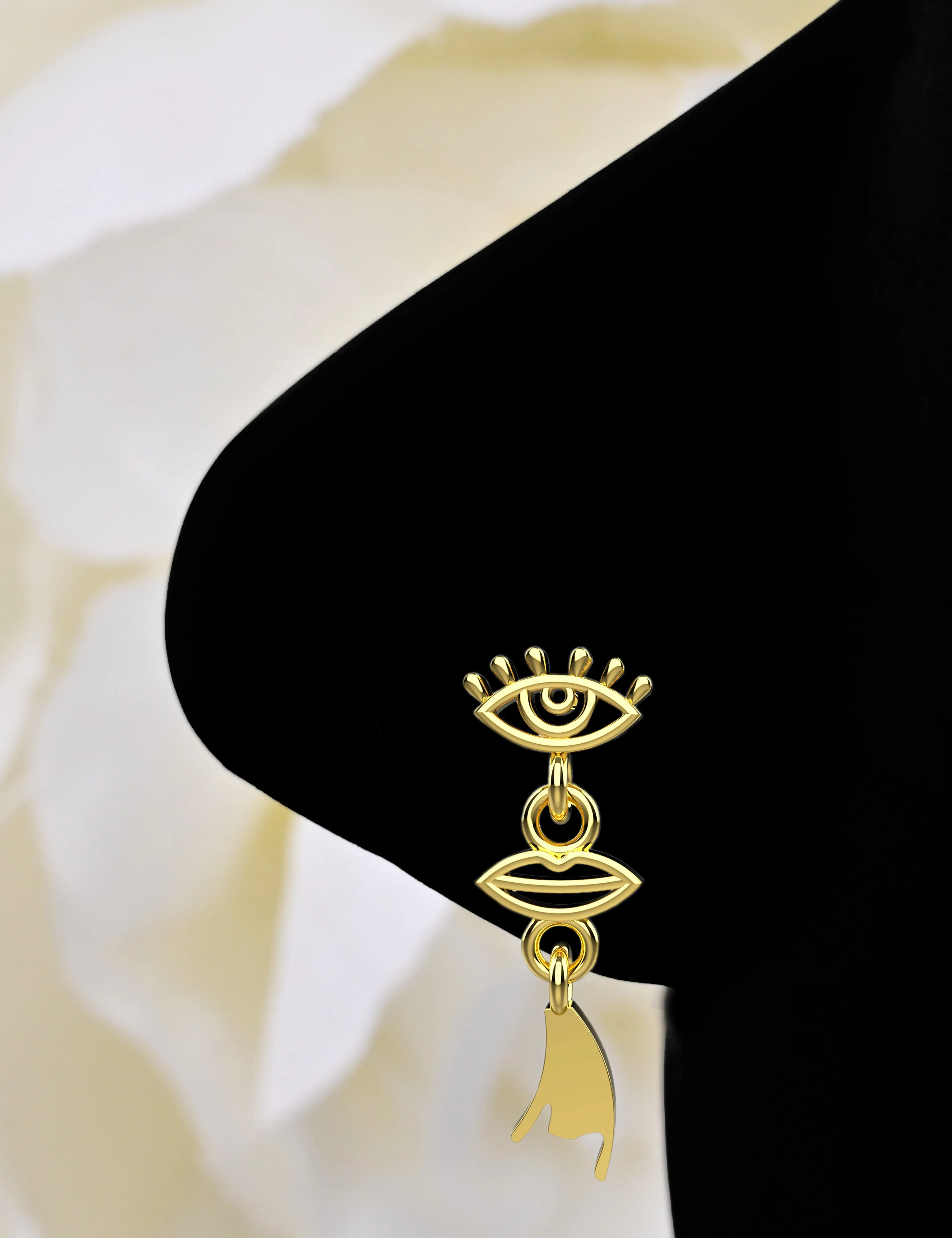 Evil Eye Dangle Nose Ring Stud – Gold Piercing Jewelry for Women