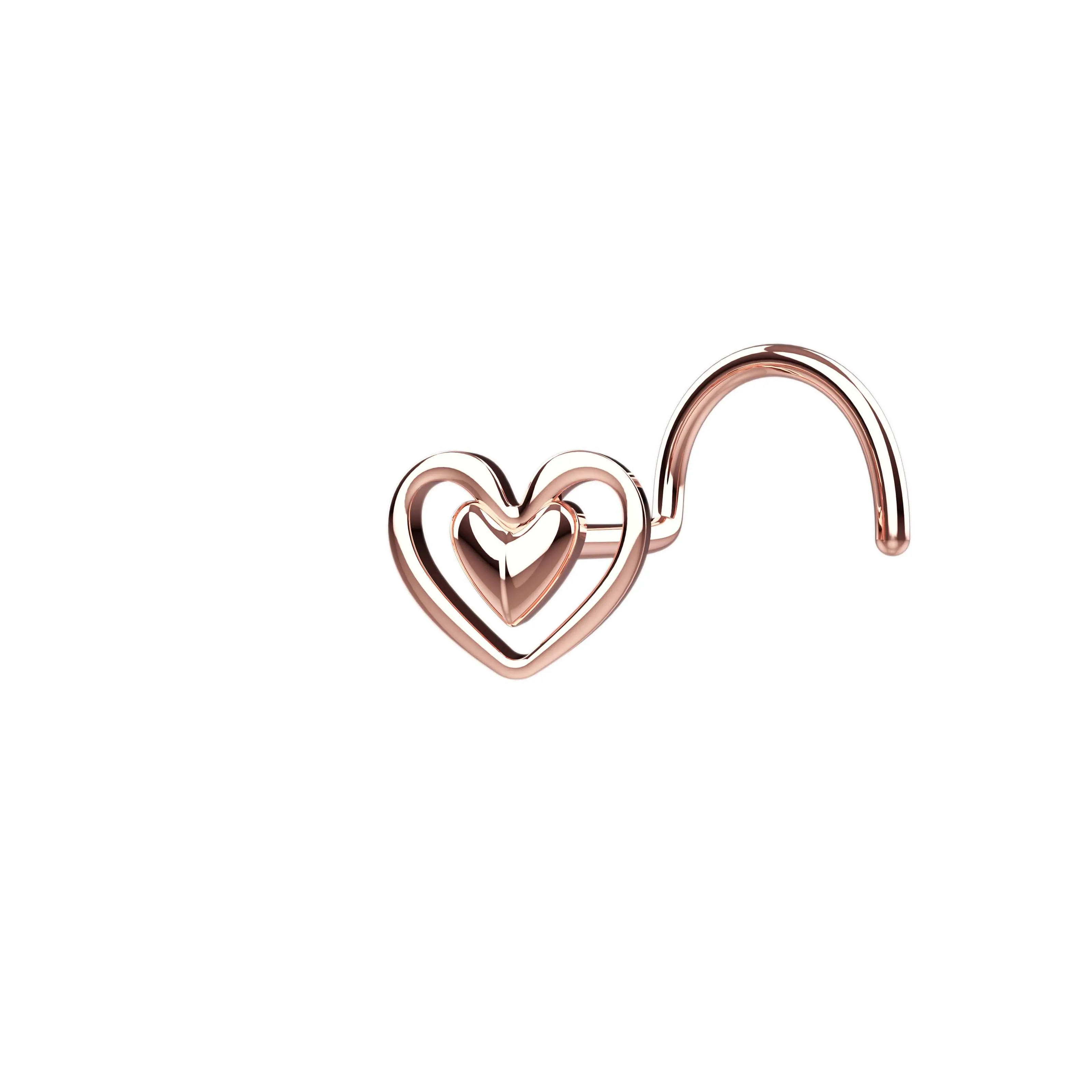 Flat Back Nose Ring – Tiny Heart Nose Stud Minimalist Jewelry