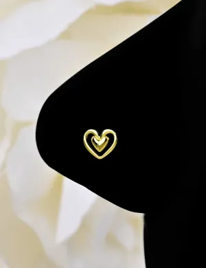 Flat Back Nose Ring – Tiny Heart Nose Stud Minimalist Jewelry