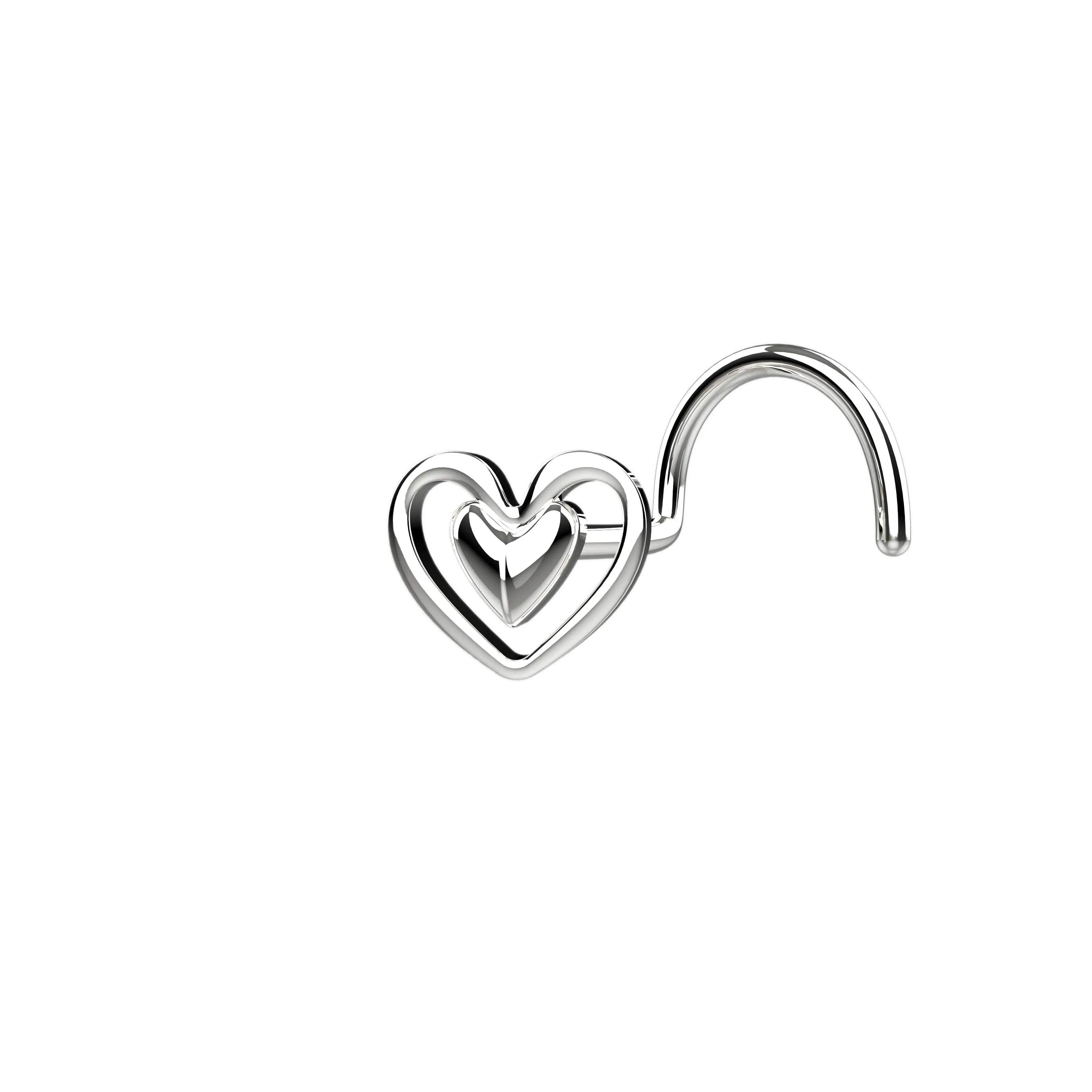 Flat Back Nose Ring – Tiny Heart Nose Stud Minimalist Jewelry