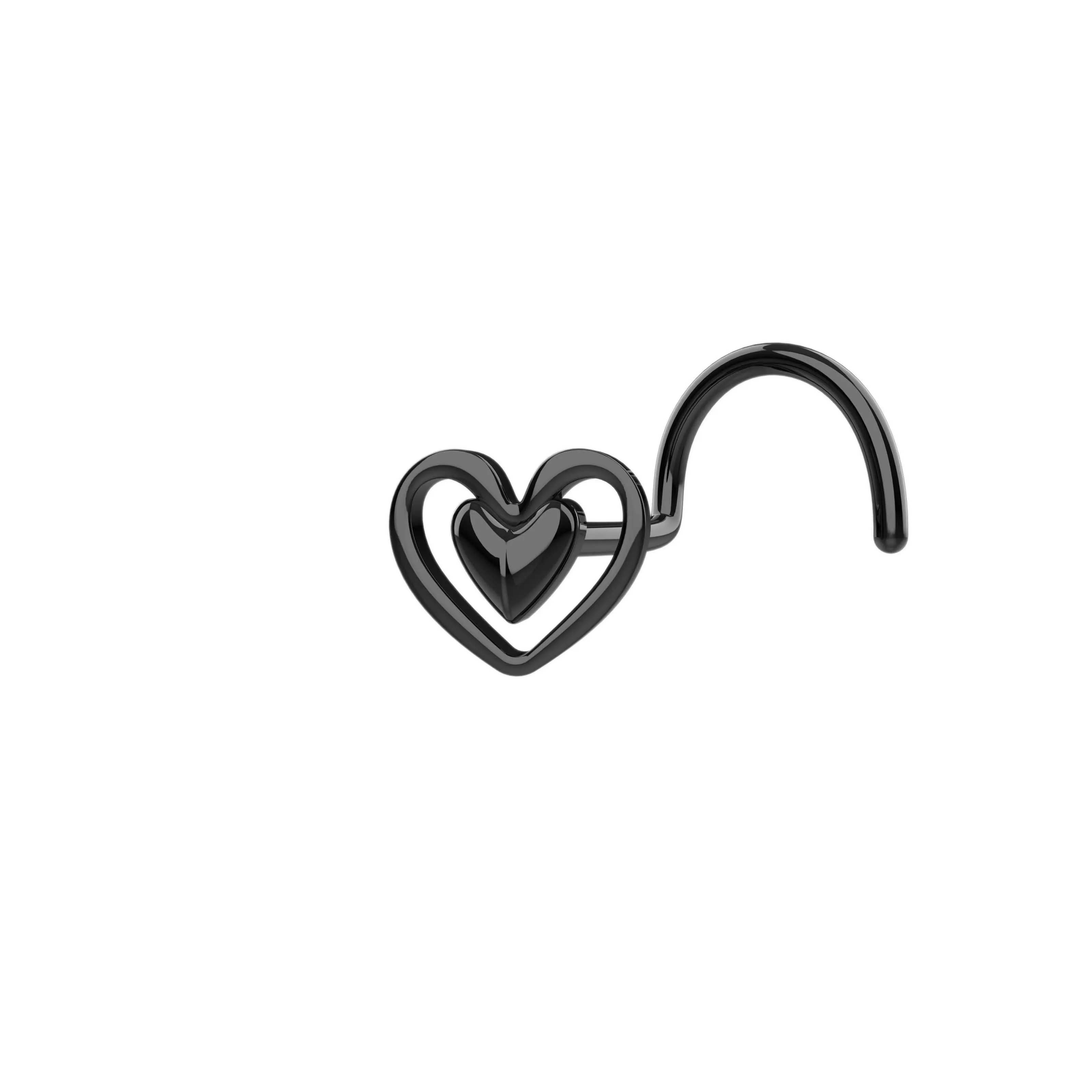 Flat Back Nose Ring – Tiny Heart Nose Stud Minimalist Jewelry